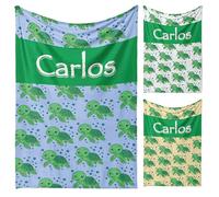 Baby Turtle Personalised Blanket - Add Name & Choose Background Colour - Custom Kids Throw in Cuddle or Polar Fleece - Small, Medium, Large - Cute Ocean Animal Sea Life Gift