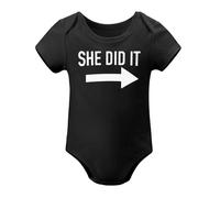 Baby Twins Bodysuits He_She Did It Twin Outfit Girl Romper With Hat Set Black-style-11 3months