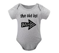 Baby Twins Bodysuits He_She Did It Twin Outfit Girl Romper With Hat Set Gray-style-17 6months