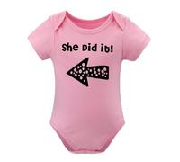 Baby Twins Bodysuits He_She Did It Twin Outfit Girl Romper With Hat Set Pink-style-16 6months