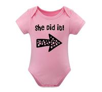 Baby Twins Bodysuits He_She Did It Twin Outfit Girl Romper With Hat Set Pink-style-17 18months