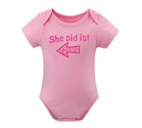 Baby Twins Bodysuits He_She Did It Twin Outfit Girl Romper With Hat Set Pink-style-2 18months