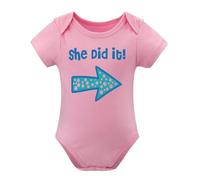 Baby Twins Bodysuits He_She Did It Twin Outfit Girl Romper With Hat Set Pink-style-5 3months