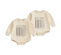 Baby Twins Matching Outfits Unisex Baby Sweatshirt Romper Infant Girl Bodysuit 3-6 Months Letter Print Long Sleeve Jumpsuit 6-12 Months Newborn Boys One-Piece Outfits (Apricot, 3-6 Months)
