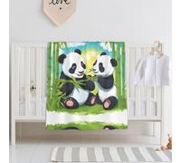 Baby Two Happy Pandas Printed Blanket, Soft and Comfortable, 30 x 40 inch Size, Suitable for Cribs, naps or Daycare.