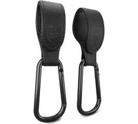 Baby Uma Vegan Leather Buggy Clips (2 Pack) - Non-Slip, 5 kg [Black]