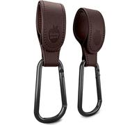 Baby Uma Vegan Leather Buggy Clips (2 Pack) - Non-Slip, 5 kg [Dark Brown]