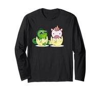 Baby Unicorn and Dinosaur Hatchling Fantasy Humor Long Sleeve T-Shirt