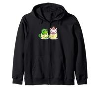 Baby Unicorn and Dinosaur Hatchling Fantasy Humor Zip Hoodie