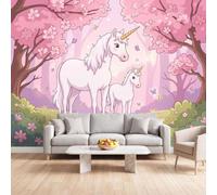 Baby Unicorn Enchanted Forest Panoramic Photo Wallpaper Mural | Dreamy Cosy 3D Wallpaper Wall Murals W200 x H140 cm Hd Printing Non-Woven Mural Poster for Living Room Bedroom Decoration