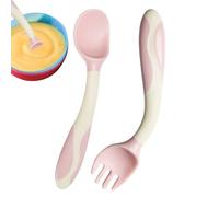 Baby Utensils Set,Bendable First Stage Baby Spoon | Ergonomic Grip First Stage Learning Utensils for Boys Girls, Led Weaning Flatware