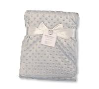 Baby Velour Bubble Wrap Blanket with Fleece Back and Satin Trim (Grey)