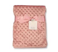 Baby Velour Bubble Wrap Blanket with Fleece Back and Satin Trim (Rosegold)