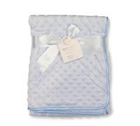 Baby Velour Bubble Wrap Blanket with Fleece Back and Satin Trim (Sky)