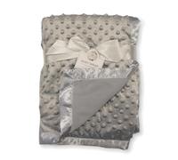 Baby Velour Bubble Wrap Blanket with Satin Trim (Grey)