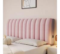 Baby Velvet Bed Headboard Covers Thickened Quilted Upholstered Stretch Bed Head Cover Bed Headboard Slipcover Double Single Queen King Wood/Leather Head Board Protector for Bedroom Décor(190cm,Pink)