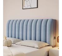 Baby Velvet Bed Headboard Covers Thickened Quilted Upholstered Stretch Bed Head Cover Bed Headboard Slipcover Double Single Queen King Wood/Leather Head Board Protector for Bedroom Décor(140cm,Blue)