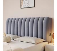 Baby Velvet Bed Headboard Covers Thickened Quilted Upholstered Stretch Bed Head Cover Bed Headboard Slipcover Double Single Queen King Wood/Leather Head Board Protector for Bedroom Décor(160cm,Gray)