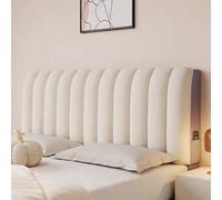 Baby Velvet Bed Headboard Covers Thickened Quilted Upholstered Stretch Bed Head Cover Bed Headboard Slipcover Double Single Queen King Wood/Leather Head Board Protector for Bedroom Décor(140cm,Beige)