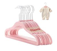 Baby Velvet Hanger 10Pcs, Non-Slip Kids Coat Hangers, Ultra-Slim Space Saving Toddler Children's Hangers for Clothes, Durable Sturdy Baby Clothes Hanger for Coat, Jackets & Clothes 11 inches (Pink)