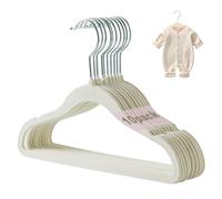 Baby Velvet Hanger 10Pcs, Non-Slip Kids Coat Hangers, Ultra-Slim Space Saving Toddler Children's Hangers for Clothes, Durable Sturdy Baby Clothes Hanger for Coat, Jackets & Clothes 11 inches (Beige)