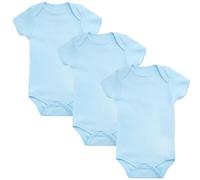 Baby Vests, Baby Bodysuits Short Sleeved, UK Brand, 3 Pack, Blue, 6-9 Months