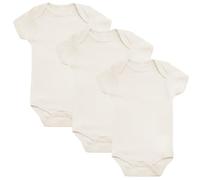 Baby Vests, Baby Bodysuits Short Sleeved, UK Brand, 3 Pack, Cream, 0-3 Months