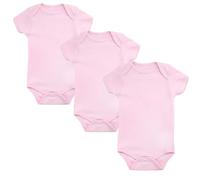 Baby Vests, Baby Bodysuits Short Sleeved, UK Brand, 3 Pack, Pink, 3-6 Months