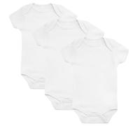 Baby Vests, Baby Bodysuits Short Sleeved, UK Brand, 3 Pack, White, 3-6 Months