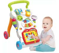 Baby Walker - 2 in 1 Push Along Walker for Girls and Boys from 6 Months with Picture Board Interactive Piano Toys