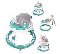 Baby Walker, 3 in 1 Push Along Walkers, Foldable Music Toddler Walkers for Boys and Girls Rounded Walker with Silent Wheels, Baby Feeding Chair