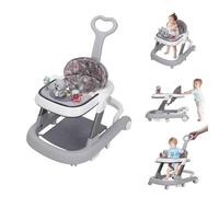 Baby Walker 4 in 1 Push Along Walkers, Foldable Music Toddler Walker for Boys and Girls with Removable Push Handle Silent Wheels, Baby Feeding Chair