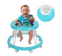 Baby Walker, Foldable Multi-Function Anti-Rollover, 5 Level Height Adjustable, Baby Walkers for 6-15months Suitable for All Terrains (Green)