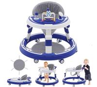 Baby Walker Foldable Multi-Function Walker with Seat and Foot Pads Push Along Walker Round Shaped Walkers with Light Song and Sound Anti-Rollover Baby Chair