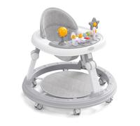 Baby Walker, Foldable Round Shape Walker Height Adjustable Anti-Rollover Push Along Walkers with Music Center,360° Rotatable Seat Baby Walkers with Silent Wheels for Girls Boys Over 6 Months