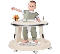 Baby Walker Height Adjustable with Music & Light,Kids Activity Walker Sit and Stand with 360° Quiet Wheels,Swivel Seat,Foot Pad and Game Play Center,Gift for Girls Boys Toddler 9 Months+,White