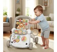 Baby Walker with Educational Game Board, Multifunctional Anti-Rollover Walking Aid Cart, Balance Training Activity Center for Motor Skills Development, Indoor Outdoor Learning Toy for Toddlers