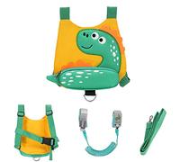 Baby Walking Harness Backpack with 2M Wrist Reins, Cartoon Anti-Lost Leash Backpack with Child Safety Wristband, Mini Safety Backpacks for 1-3 Years Toddler Little Kids Boys Girls, Green Dinosaur