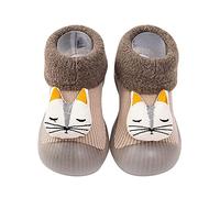 Baby Walking Shoes 12-18 Months Solid Colour Crib Shoes Cute Cartoon First Walking Shoe Soft Sole Socks Shoe Wide Fit Crawling Sock with Rubber Sole Comfortable Floor Socks for Boys Girls