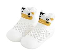 Baby Walking Shoes for Boys Kids Non Slip Sock Shoes Summer Mesh Thin Socks Lightweight Breathable First Walking Shoe Cartoon Slip On Sandals with Rubber Sole Comfortable Floor Socks White