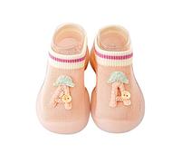 Baby Walking Sock Shoes Summer Breathable Thin Socks Toddlers Ankle Socks Kids First Walking Shoe Cut Cartoon Soft Sole Shoes Wide Fit Crawling Shoe Indoor Closed Toe Sandals for Boys Girls Pink