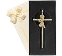 Baby Wall Cross Baptism Gifts for Girl, 6-inch Gold Praying Catholic Girls Baptism Crosses for Christening, First Holy Communion & Baby Dedication Gifts, Baptismal Cross Newborn Nursery Decor
