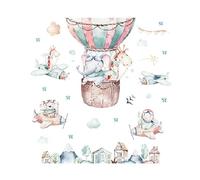 Baby Wall Stickers Cartoon Animals, Airplanes & Hot Air Balloon | Beautiful Decor for Nursery Kids Room | Self Adhesive | Easy to Remove