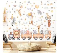 Baby Wall Stickers Nursery Wall Decals Cartoon Balloon Animal Wall Stickers Peel and Stick Star Giraffe Elephant Stickers Safari Jungle Animals Wall Art Stickers for Children's Bedroom Playroom Decor