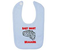 Baby Want Brains Zombie Cotton Baby bib - Pastel Blue