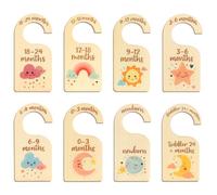 Baby Wardrobe Dividers 8Pcs, Wood Baby Clothes Dividers Cartoon Baby Clothes Dividers Nursery Decor Shelf Dividers for Wardrobe from Newborn to 24 Months Boys Girls for Newborn Parents Gifts