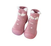 Baby Warm First Walking Shoes Barefoot Trainers Gait-Adaptation Infant Crib Princess Party Cute with Plush Lining Pink