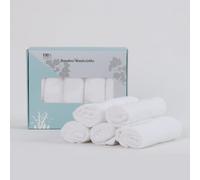 Baby Washcloths 100% Organic Bamboo Bath Washcloth Reusable Face Towels Anti-Bacterial Soft Towel Set Perfect for Newborn White(5 Pack)