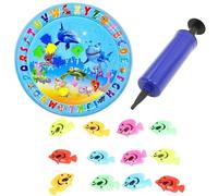 Baby Water Play Mat & Cat Cool Mat - 2025 Upgraded Thickened 0.5mm PVC, 100% Leakproof Sensory Toy with 12 Floating Fish & FREE Air Pump for Easy Fill - Toddler Tummy Time & Pet Cooling Pad (65x65cm)