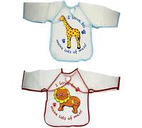 Baby Weaning Bibs Feeding Apron Waterproof Baby Bibs Coverall Bibs For Baby Easy Wipe Clean Cloth Washable Feeding Bibs Long Sleeve Infant Bib For Both Boys & Girls in Assorted Design and Colours